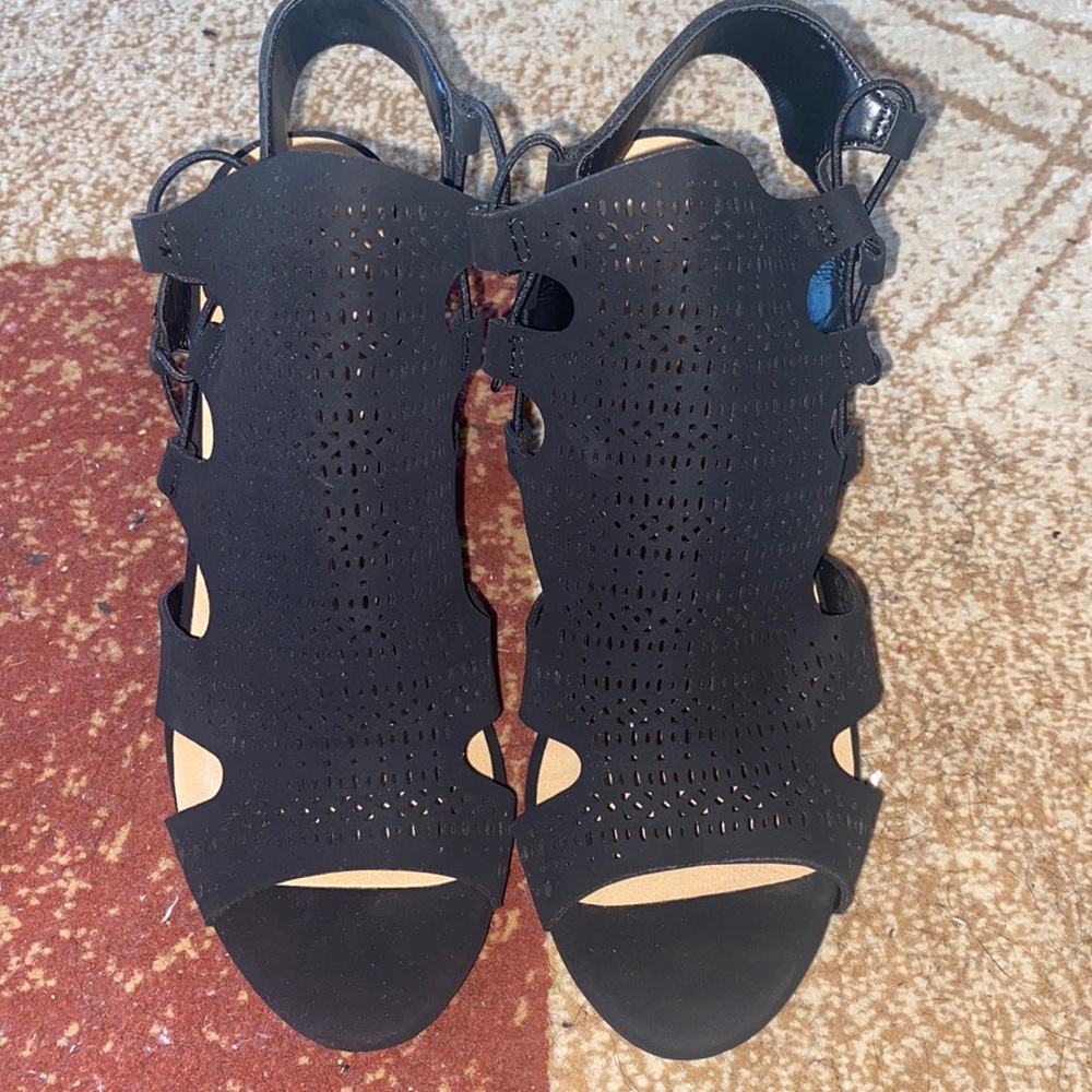Black open heels
